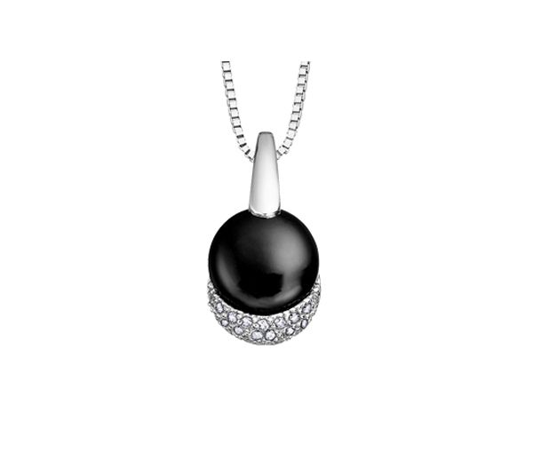 PENDENTIF EN OR BLANC SERTI D'UN ONYX ET DE DIAMANTS - CR DD2328 - BIJOUX CANADIEN PENDENTIF EN OR BLANC SERTI D'UN ONYX ET DE DIAMANTS - CR DD2328 - BIJOUX CANADIEN