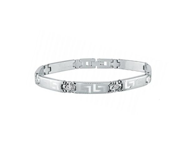 BRACELET EN ACIER À MOTIF VERSACE SERTI DE CUBIQUES ZIRCONIAS - IG 1010/8W/7L01 - VÉLORIA BRACELET EN ACIER À MOTIF VERSACE SERTI DE CUBIQUES ZIRCONIAS - IG 1010/8W/7L01 - VÉLORIA