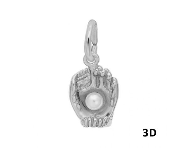 PENDENTIF ARGENT GANT BASEBALL PERLE - NU 0435 ARG - NUCO/REMBRANDT PENDENTIF ARGENT GANT BASEBALL PERLE - NU 0435 ARG - NUCO/REMBRANDT
