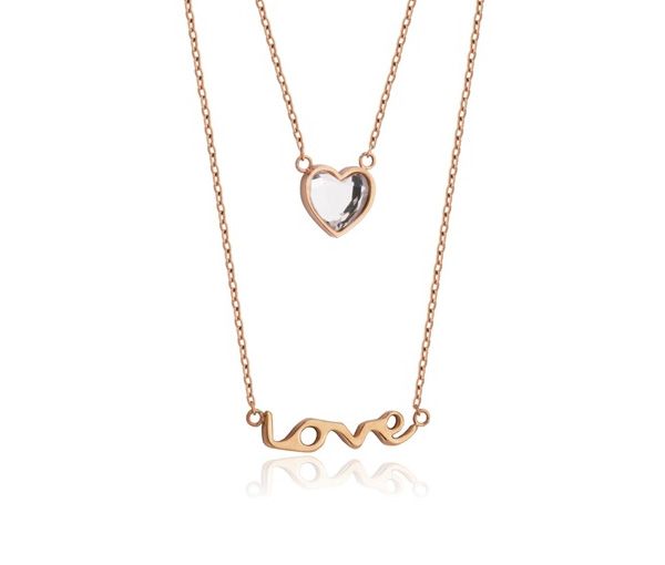 COLLIER ACIER/PVD ROSE COEUR CZ 15.5+2 - PJ T0X9860316 - STEELX COLLIER ACIER/PVD ROSE COEUR CZ 15.5+2 - PJ T0X9860316 - STEELX