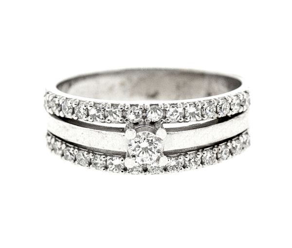 BAGUE EN OR 14K BLANC SERTIE DE DIAMANTS - S LR0801W - BIJOUX D'IMPORTATION BAGUE EN OR 14K BLANC SERTIE DE DIAMANTS - S LR0801W - BIJOUX D'IMPORTATION