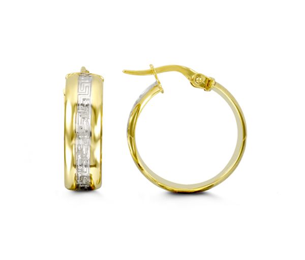 BOUCLES ANNEAUX 10K 2 TONS À MOTIF VERSACE - SY 1816 - BIJOUX D'IMPORTATION BOUCLES ANNEAUX 10K 2 TONS À MOTIF VERSACE - SY 1816 - BIJOUX D'IMPORTATION