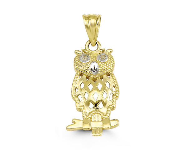 PENDENTIF HIBOU EN OR 10K 2 TONS - SY 3211 - BIJOUX D'IMPORTATION PENDENTIF HIBOU EN OR 10K 2 TONS - SY 3211 - BIJOUX D'IMPORTATION