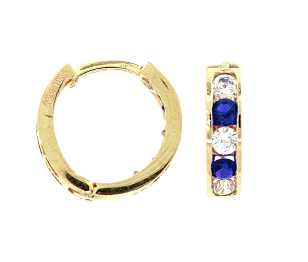 BOUCLES HUGGIES EN OR 10K SERTIES DE CUBIQUES ZIRCONIAS BLEUS ET BLANCS - MB HUGNA0910 - BIJOUX D'IMPORTATION BOUCLES HUGGIES EN OR 10K SERTIES DE CUBIQUES ZIRCONIAS BLEUS ET BLANCS - MB HUGNA0910 - BIJOUX D'IMPORTATION