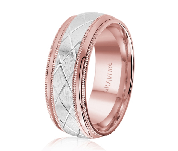 JONC EN OR OU EN PLATINE AVEC MOTIF EN X ET MILGRAIN - ML GH1183PW10 - MALO JONC EN OR OU EN PLATINE AVEC MOTIF EN X ET MILGRAIN - ML GH1183PW10 - MALO