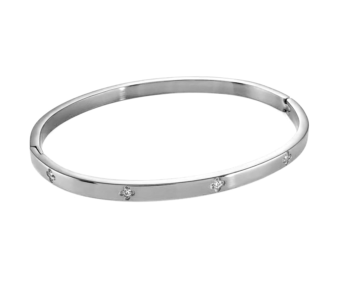 BRACELET BANGLE EN ACIER SERTI DE CUBIQUES ZIRCONIAS - IG SWBG121 - VÉLORIA BRACELET BANGLE EN ACIER SERTI DE CUBIQUES ZIRCONIAS - IG SWBG121 - VÉLORIA