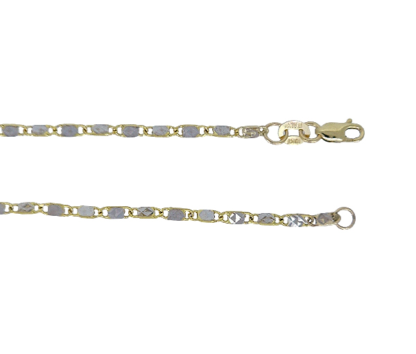 CHAINE DE CHEVILLE EN OR À MAILLE PLAQUES TAILLÉES DIAMANT - MB LPXD2YW10 - BIJOUX D'IMPORTATION CHAINE DE CHEVILLE EN OR À MAILLE PLAQUES TAILLÉES DIAMANT - MB LPXD2YW10 - BIJOUX D'IMPORTATION