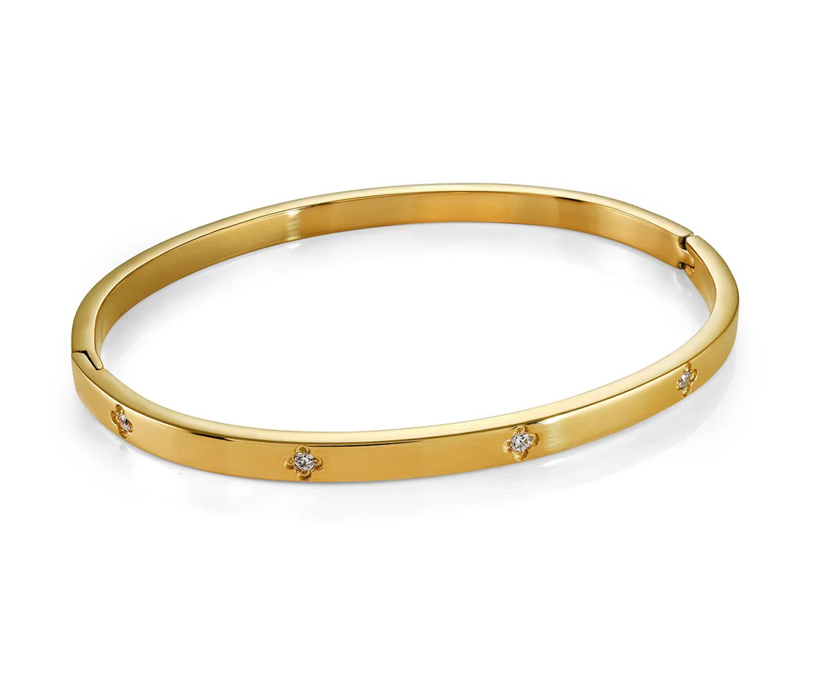 BRACELET BANGLE EN ACIER SERTI DE CUBIQUES ZIRCONIAS - IG SWBG121GO - VELORIA BRACELET BANGLE EN ACIER SERTI DE CUBIQUES ZIRCONIAS - IG SWBG121GO - VELORIA