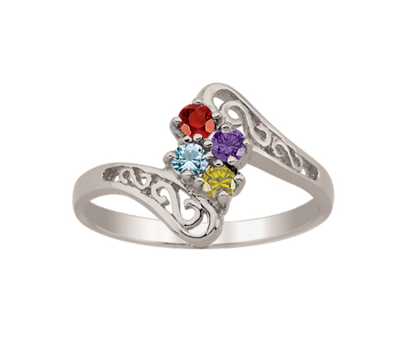 BAGUE FAMILIALE EN ARGENT OU EN OR 10K SERTIE DE 2-12 PIERRES - PG 20192W - PERSONALIZED GEM BAGUE FAMILIALE EN ARGENT OU EN OR 10K SERTIE DE 2-12 PIERRES - PG 20192W - PERSONALIZED GEM