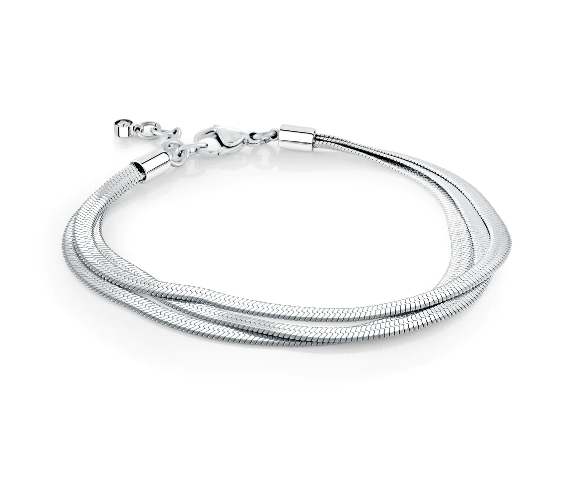 BRACELET EN ACIER À 3 RANGS AVEC MAILLE CHEVRONS - IG SWB199S - VELORIA BRACELET EN ACIER À 3 RANGS AVEC MAILLE CHEVRONS - IG SWB199S - VELORIA