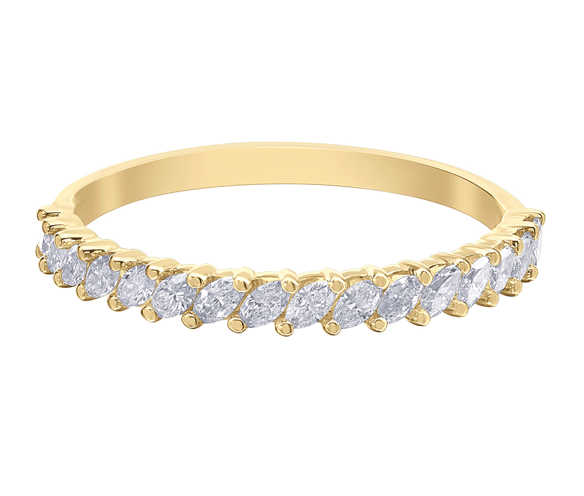 JONC SEMI-ÉTERNITÉ EN OR 14K SERTI DE DIAMANTS MARQUISES - CR DX866Y40 - BIJOUX CANADIEN JONC SEMI-ÉTERNITÉ EN OR 14K SERTI DE DIAMANTS MARQUISES - CR DX866Y40 - BIJOUX CANADIEN