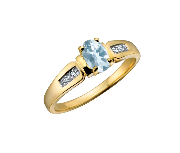 BAGUE EN OR SERTIE D'UNE PIERRE DE NAISSANCE ET DE DIAMANTS - CR DX219YAQ - BIJOUX CANADIEN BAGUE EN OR SERTIE D'UNE PIERRE DE NAISSANCE ET DE DIAMANTS - CR DX219YAQ - BIJOUX CANADIEN