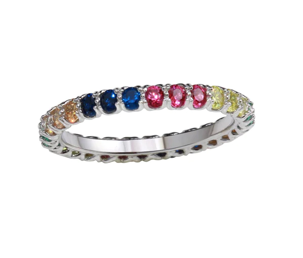 JOLI JONC EN ARGENT RHODIÉ SERTI DE CUBIQUES ZIRCONIAS MULTICOLORES - SP GMR00066/5 - BIJOUX D'IMPORTATION JOLI JONC EN ARGENT RHODIÉ SERTI DE CUBIQUES ZIRCONIAS MULTICOLORES - SP GMR00066/5 - BIJOUX D'IMPORTATION