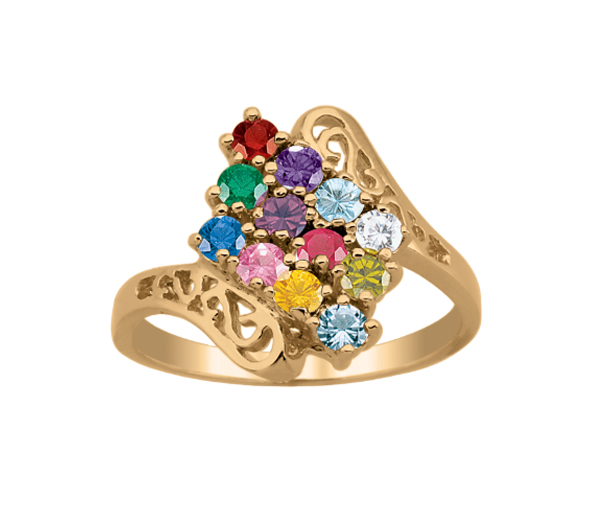 BAGUE FAMILIALE EN ARGENT OU EN OR 10K SERTIE DE 2-12 PIERRES - PG 20192Y/14 - PERSONALIZED GEM BAGUE FAMILIALE EN ARGENT OU EN OR 10K SERTIE DE 2-12 PIERRES - PG 20192Y/14 - PERSONALIZED GEM