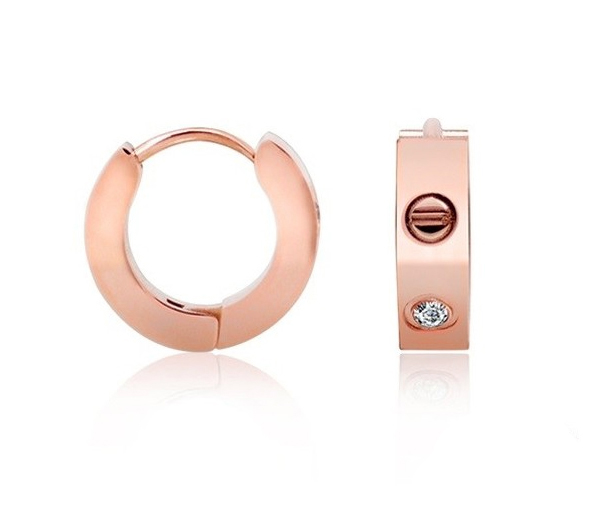 BOUCLES HUGGIES ACIER PLAQUÉ OR ROSE CZ - AZ SSE92R - AREZZO BOUCLES HUGGIES ACIER PLAQUÉ OR ROSE CZ - AZ SSE92R - AREZZO