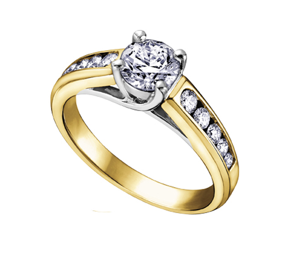 BAGUE EN OR 18K 2 TONS SERTIE DE DIAMANTS - CR DX394/50 - BIJOUX CANADIEN BAGUE EN OR 18K 2 TONS SERTIE DE DIAMANTS - CR DX394/50 - BIJOUX CANADIEN