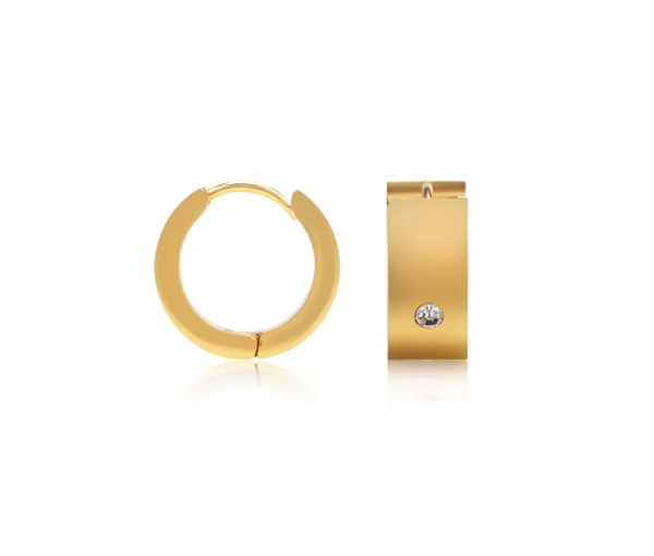 BOUCLES HUGGIES EN ACIER SERTIES DE CUBIQUES ZIRCONIAS - AZ SSE115G - AREZZO BOUCLES HUGGIES EN ACIER SERTIES DE CUBIQUES ZIRCONIAS - AZ SSE115G - AREZZO