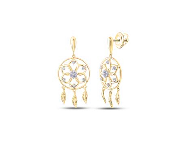 BOUCLES D'OREILLES CAPTEURS DE RÊVES EN OR 10K SERTIES DE DIAMANTS - GD EQ210812Y - BIJOUX D'IMPORTATION BOUCLES D'OREILLES CAPTEURS DE RÊVES EN OR 10K SERTIES DE DIAMANTS - GD EQ210812Y - BIJOUX D'IMPORTATION