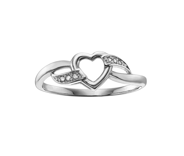 BAGUE COEUR EN OR 10K SERTIE DE DIAMANTS - CR DD2307W - BIJOUX CANADIEN BAGUE COEUR EN OR 10K SERTIE DE DIAMANTS - CR DD2307W - BIJOUX CANADIEN