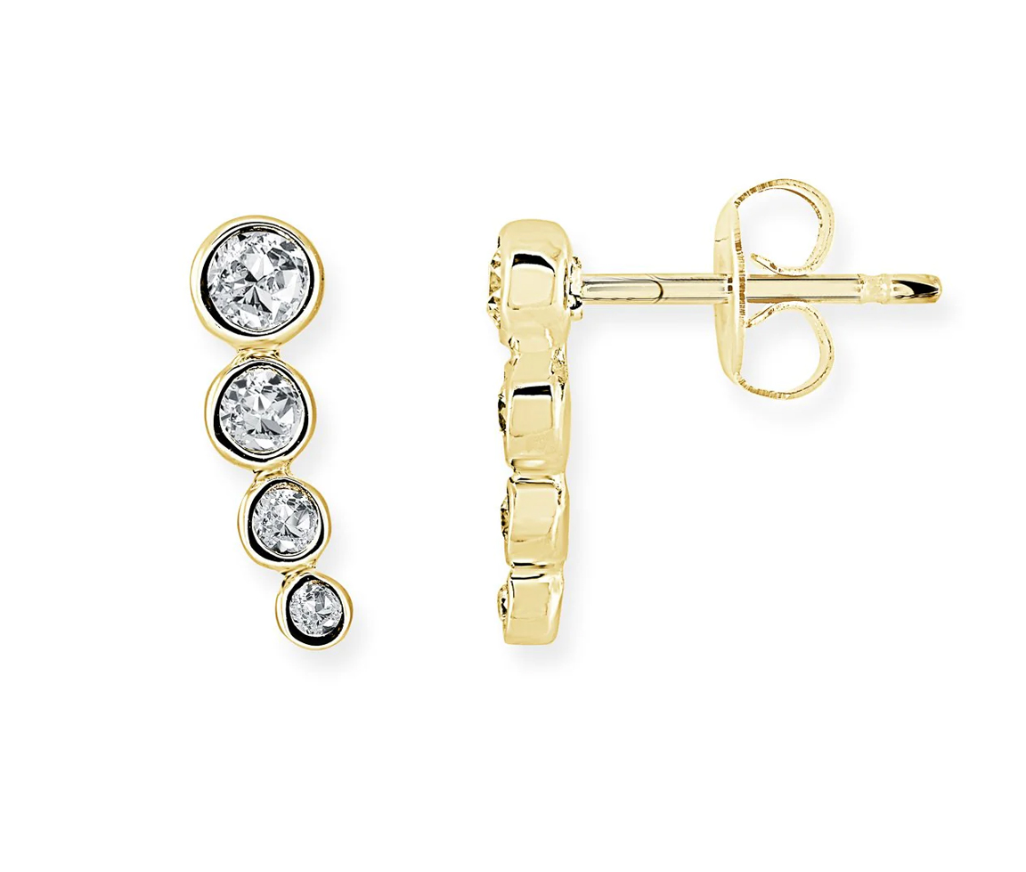 BOUCLES FIXES EN ACIER SERTIES DE 4 CUBIQUES ZIRCONIAS - IG SEA335GO - VELORIA BOUCLES FIXES EN ACIER SERTIES DE 4 CUBIQUES ZIRCONIAS - IG SEA335GO - VELORIA