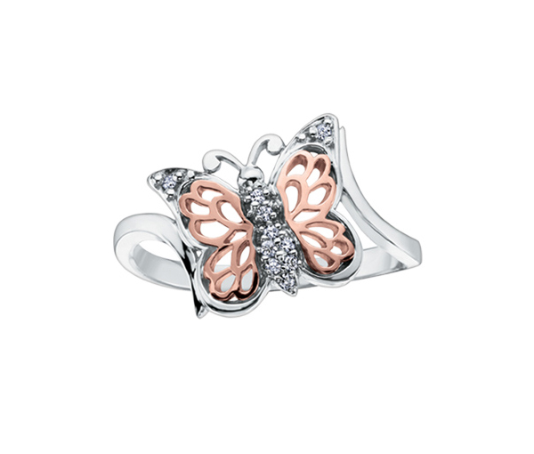 BAGUE PAPILLON EN OR 10K 2 TONS SERTIE DE DIAMANTS - CR DD2198 - BIJOUX CANADIEN BAGUE PAPILLON EN OR 10K 2 TONS SERTIE DE DIAMANTS - CR DD2198 - BIJOUX CANADIEN
