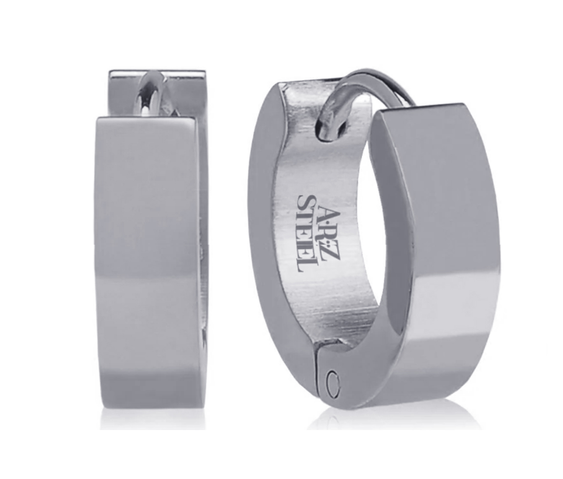 BOUCLES HUGGIES EN ACIER PLATES UNIES - AZ SSE134W - AREZZO BOUCLES HUGGIES EN ACIER PLATES UNIES - AZ SSE134W - AREZZO