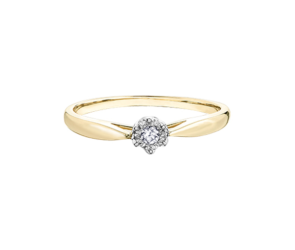 BAGUE EN OR 10K 2 TONS SERTIE D'UN DIAMANT - CR DX815YW05 - BIJOUX CANADIEN BAGUE EN OR 10K 2 TONS SERTIE D'UN DIAMANT - CR DX815YW05 - BIJOUX CANADIEN