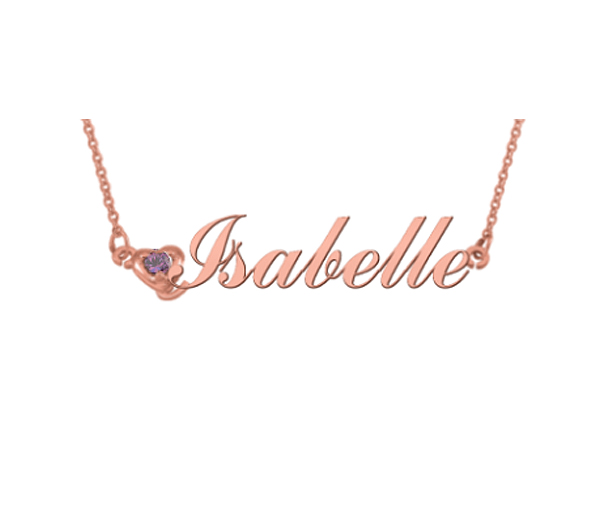 COLLIER NOM PERSONNALISÉ EN ARGENT OU EN OR SERTI D'UNE PIERRE - PG 60191R14 - PERSONALIZED GEM COLLIER NOM PERSONNALISÉ EN ARGENT OU EN OR SERTI D'UNE PIERRE - PG 60191R14 - PERSONALIZED GEM