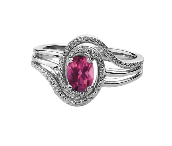 BAGUE EN ARGENT SERTIE D'UNE PIERRE DE NAISSANCE ET DE DIAMANTS - CR DX618SPT - BIJOUX CANADIEN BAGUE EN ARGENT SERTIE D'UNE PIERRE DE NAISSANCE ET DE DIAMANTS - CR DX618SPT - BIJOUX CANADIEN