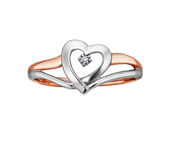 BAGUE COEUR EN OR 10K 2TONS SERTIE D'UN DIAMANT - CR DD1777R - BIJOUX CANADIEN BAGUE COEUR EN OR 10K 2TONS SERTIE D'UN DIAMANT - CR DD1777R - BIJOUX CANADIEN