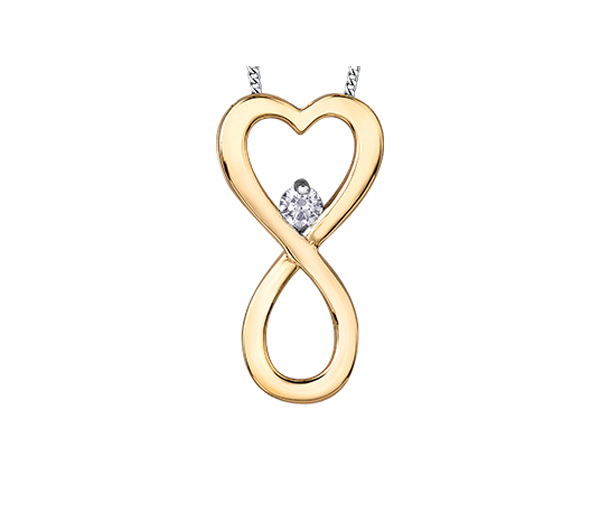 PENDENTIF COEUR//INFINI EN OR ROSE, JAUNE OU BLANC SERTI D'UN DIAMANT CANADIEN - CR AM566YW - DIAMANT CANADIEN PENDENTIF COEUR//INFINI EN OR ROSE, JAUNE OU BLANC SERTI D'UN DIAMANT CANADIEN - CR AM566YW - DIAMANT CANADIEN