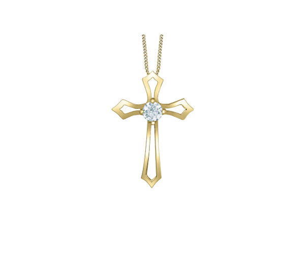 PENDENTIF CROIX AJOURÉE EN OR JAUNE SERTI D'UN DIAMANT DE LABORATOIRE - CR 70022 - BIJOUX CANADIEN PENDENTIF CROIX AJOURÉE EN OR JAUNE SERTI D'UN DIAMANT DE LABORATOIRE - CR 70022 - BIJOUX CANADIEN