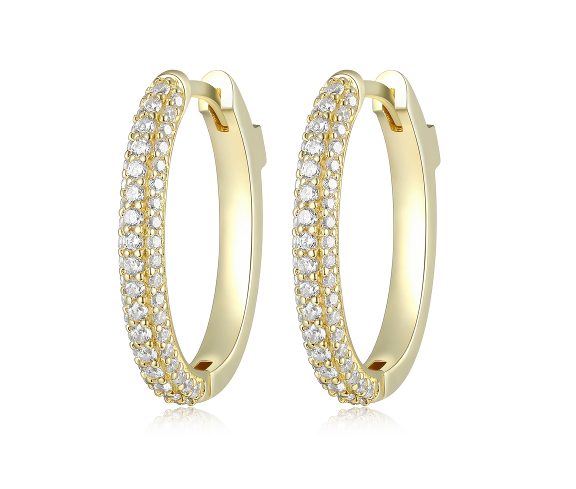 BOUCLES HUGGIES OVALES EN ARGENT/PVD OR SERTIES DE CUBIQUES ZIRCONIAS - PJ 32LCLT0027 - ELLE BOUCLES HUGGIES OVALES EN ARGENT/PVD OR SERTIES DE CUBIQUES ZIRCONIAS - PJ 32LCLT0027 - ELLE