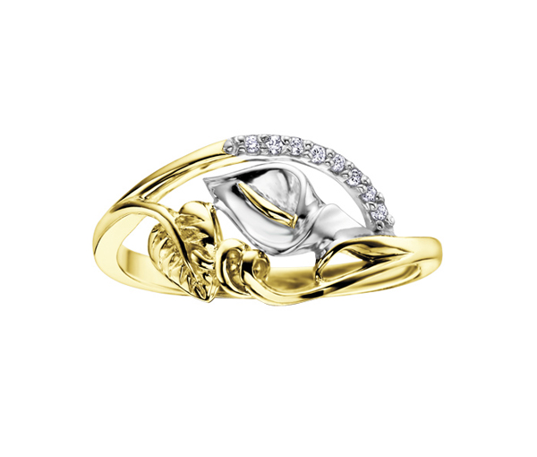 BAGUE LYS EN OR 10K 2 TONS SERTIE DE DIAMANTS - CR DD2211 - BIJOUX CANADIEN BAGUE LYS EN OR 10K 2 TONS SERTIE DE DIAMANTS - CR DD2211 - BIJOUX CANADIEN