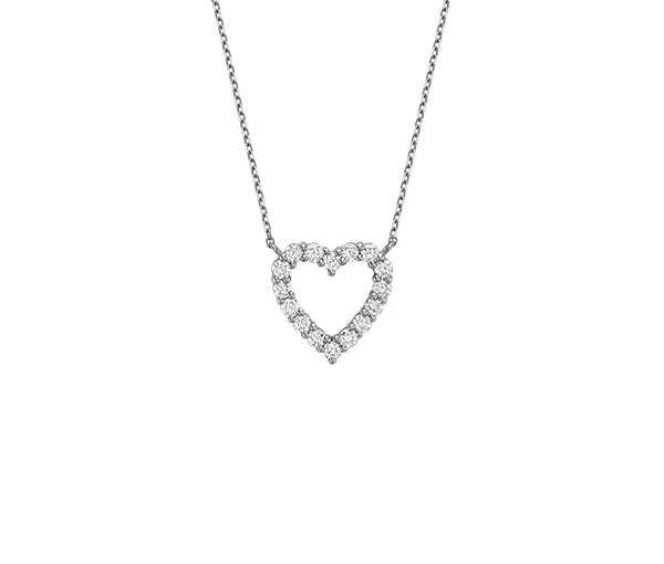 COLLIER COEUR AJOURÉ EN OR SERTI DE DIAMANTS - BR 0804HT40W - Bijoux d'importation COLLIER COEUR AJOURÉ EN OR SERTI DE DIAMANTS - BR 0804HT40W - Bijoux d'importation