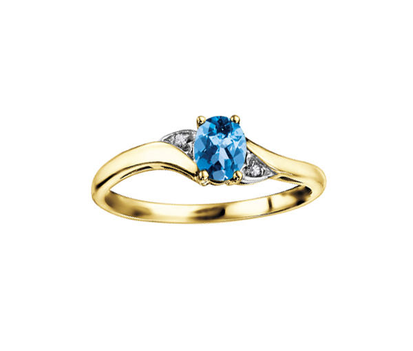 BAGUE EN OR 10K SERTIE D'UNE PIERRE DE NAISSANCE ET DE DIAMANTS - CR DX355YBT - BIJOUX CANADIEN BAGUE EN OR 10K SERTIE D'UNE PIERRE DE NAISSANCE ET DE DIAMANTS - CR DX355YBT - BIJOUX CANADIEN