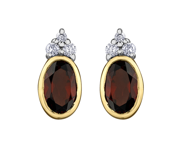 BOUCLES FIXES EN OR JAUNE SERTIES DE GRENATS ET DE DIAMANTS - CR DD7959YGA - BIJOUX CANADIEN BOUCLES FIXES EN OR JAUNE SERTIES DE GRENATS ET DE DIAMANTS - CR DD7959YGA - BIJOUX CANADIEN