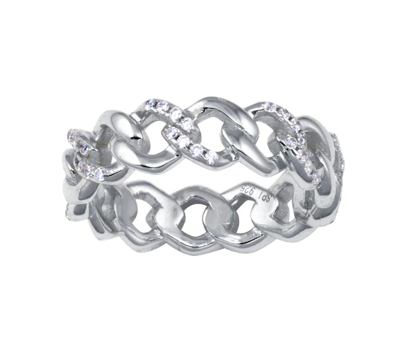 JONC EN ARGENT RHODIÉ STYLE CHAINETTE SERTI DE CUBIQUE ZIRCONIA - SP STR01129W5 - BIJOUX D'IMPORTATION JONC EN ARGENT RHODIÉ STYLE CHAINETTE SERTI DE CUBIQUE ZIRCONIA - SP STR01129W5 - BIJOUX D'IMPORTATION