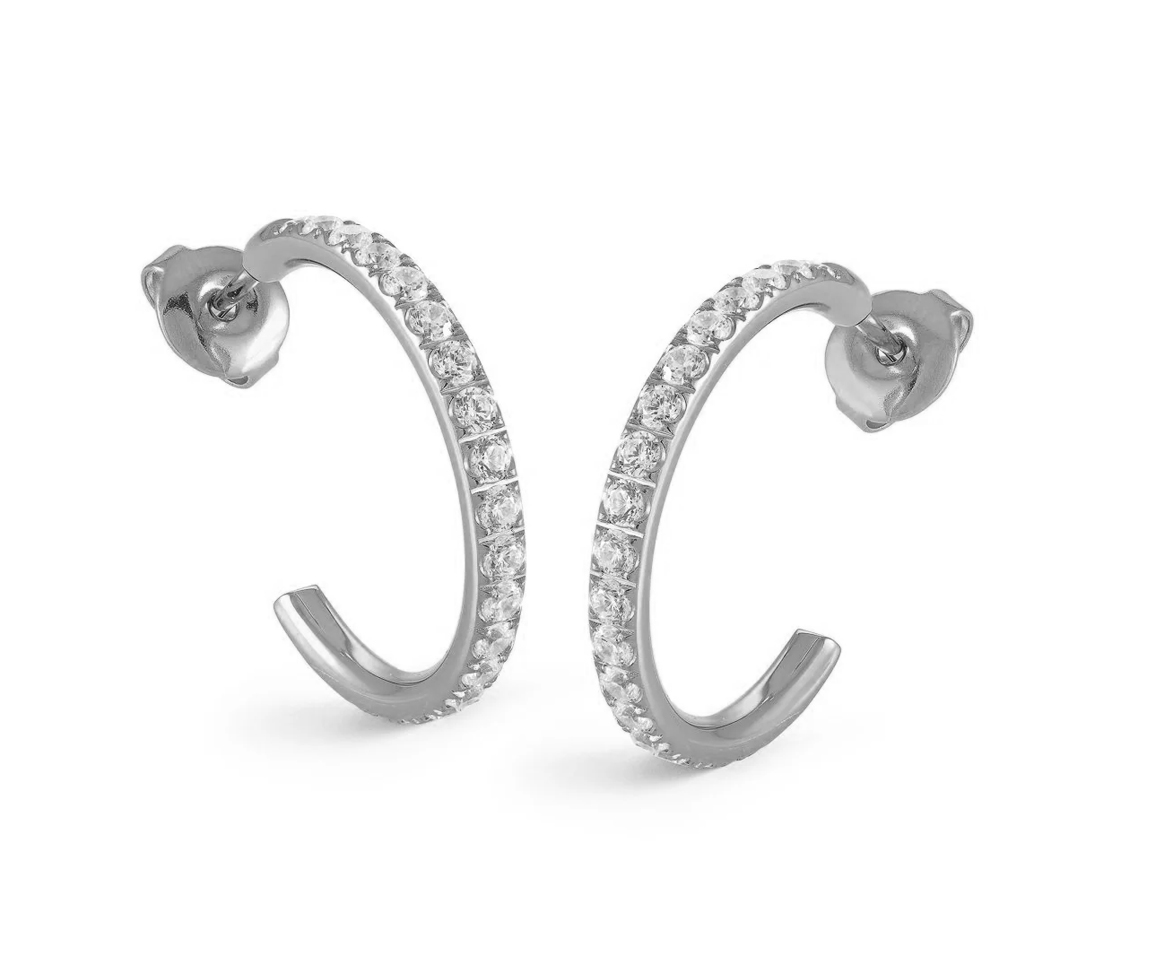 BOUCLES ANNEAUX OUVERTES EN ACIER SERTIES DE CUBIQUES ZIRCONIAS - IG SEA333/SI - VELORIA BOUCLES ANNEAUX OUVERTES EN ACIER SERTIES DE CUBIQUES ZIRCONIAS - IG SEA333/SI - VELORIA