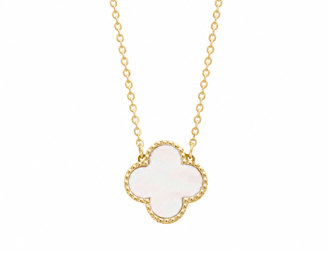 COLLIER EN OR JAUNE AVEC TRÈFLES SERTI D'ONYX - CB FNYV4100NA - CBE COLLIER EN OR JAUNE AVEC TRÈFLES SERTI D'ONYX - CB FNYV4100NA - CBE