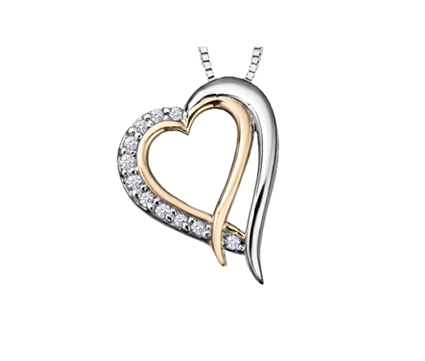 PENDENTIF COEUR EN OR 2 TONS SERTI DE DIAMANTS - CR DD2412Y - BIJOUX CANADIEN PENDENTIF COEUR EN OR 2 TONS SERTI DE DIAMANTS - CR DD2412Y - BIJOUX CANADIEN