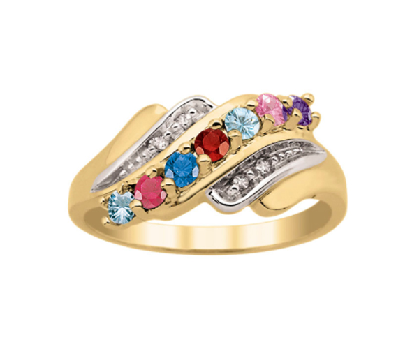 BAGUE FAMILIALE EN ARGENT OU EN OR SERTIES DE 3 À 7 PIERRES - PG 20033Y/14 - PERSONALIZED GEM BAGUE FAMILIALE EN ARGENT OU EN OR SERTIES DE 3 À 7 PIERRES - PG 20033Y/14 - PERSONALIZED GEM