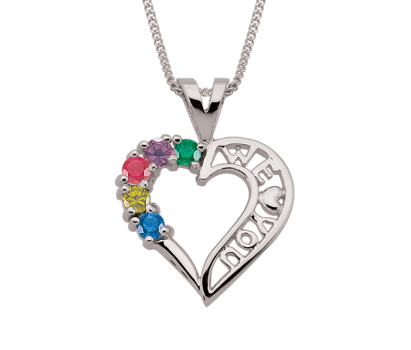 PENDENTIF COEUR 10K BL. 3 À 7 PIERRES - PG 30010ARGN - PERSONALIZED GEM PENDENTIF COEUR 10K BL. 3 À 7 PIERRES - PG 30010ARGN - PERSONALIZED GEM