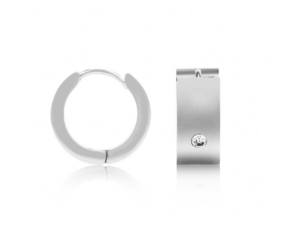 BOUCLES HUGGIES EN ACIER SERTIES DE CUBIQUES ZIRCONIAS - AZ SSE115W - AREZZO BOUCLES HUGGIES EN ACIER SERTIES DE CUBIQUES ZIRCONIAS - AZ SSE115W - AREZZO
