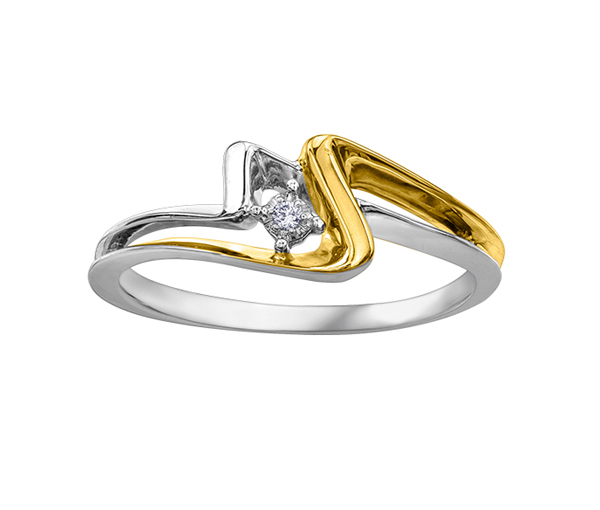 BAGUE EN OR 10K 2 TONS SERTIE D'UN DIAMANT CANADIEN - CR AM351WY - DIAMANT CANADIEN BAGUE EN OR 10K 2 TONS SERTIE D'UN DIAMANT CANADIEN - CR AM351WY - DIAMANT CANADIEN