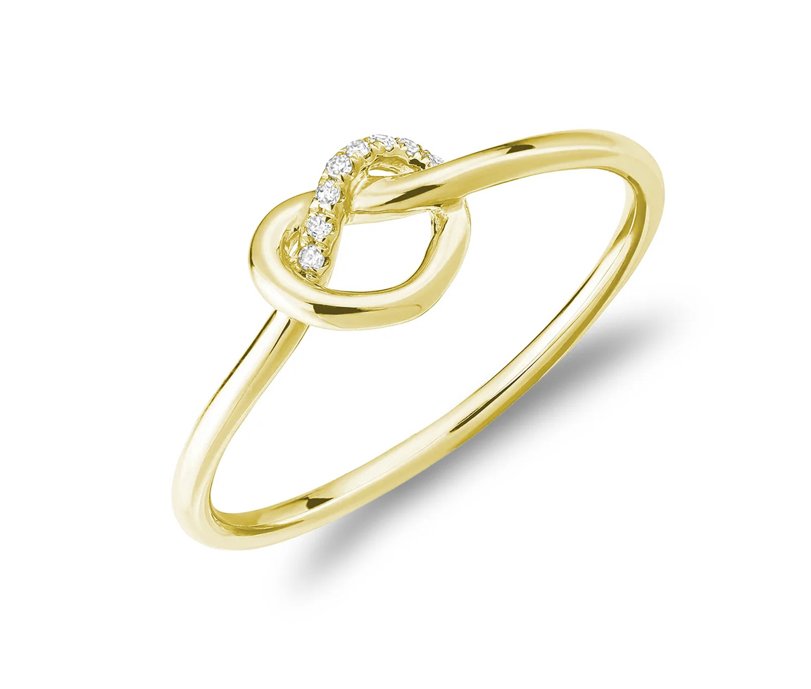 BAGUE NOEUD EN OR 10K SERTIE DE DIAMANTS - BR 020410KNY - Bijoux d'importation BAGUE NOEUD EN OR 10K SERTIE DE DIAMANTS - BR 020410KNY - Bijoux d'importation