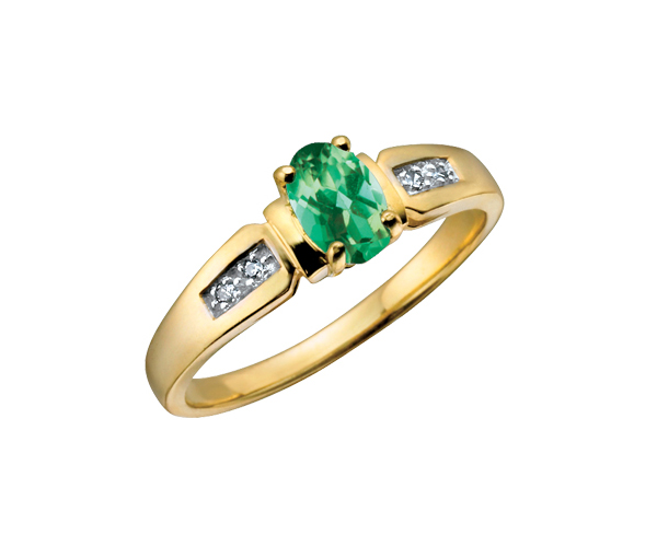 BAGUE EN OR SERTIE D'UNE PIERRE DE NAISSANCE ET DE DIAMANTS - CR DX219YEM - BIJOUX CANADIEN BAGUE EN OR SERTIE D'UNE PIERRE DE NAISSANCE ET DE DIAMANTS - CR DX219YEM - BIJOUX CANADIEN