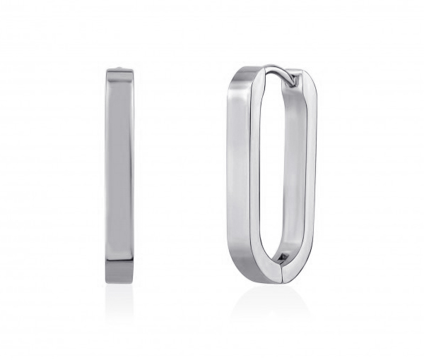 BOUCLES HUGGIES OVALES EN ACIER - AZ SSE184W - AREZZO BOUCLES HUGGIES OVALES EN ACIER - AZ SSE184W - AREZZO