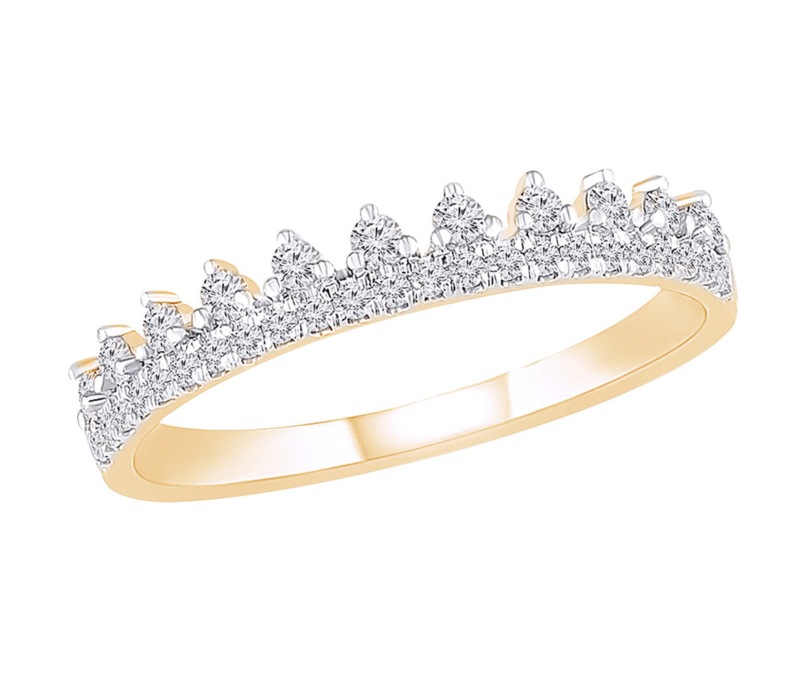 BAGUE STYLE COURONNE EN OR 10K JAUNE, ROSE OU BLANC SERTIE DE DIAMANTS BAGUE STYLE COURONNE EN OR 10K JAUNE, ROSE OU BLANC SERTIE DE DIAMANTS