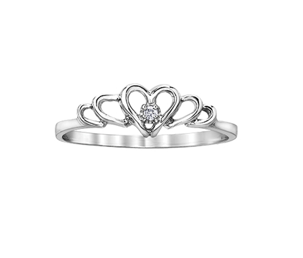 BAGUE COEUR EN OR 10K BLANC SERTIE D'UN DIAMANT - CR DD7337 - BIJOUX CANADIEN BAGUE COEUR EN OR 10K BLANC SERTIE D'UN DIAMANT - CR DD7337 - BIJOUX CANADIEN